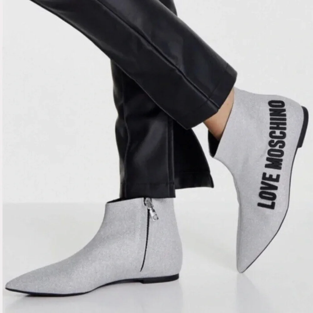 Love Moschino Glitter Argento Ankle Boots